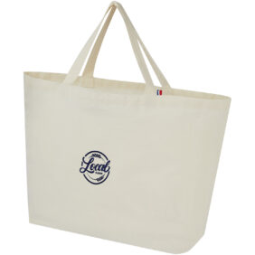 Cannes 200 g/m2 recycled shopper tote bag 10L – Natural with logo