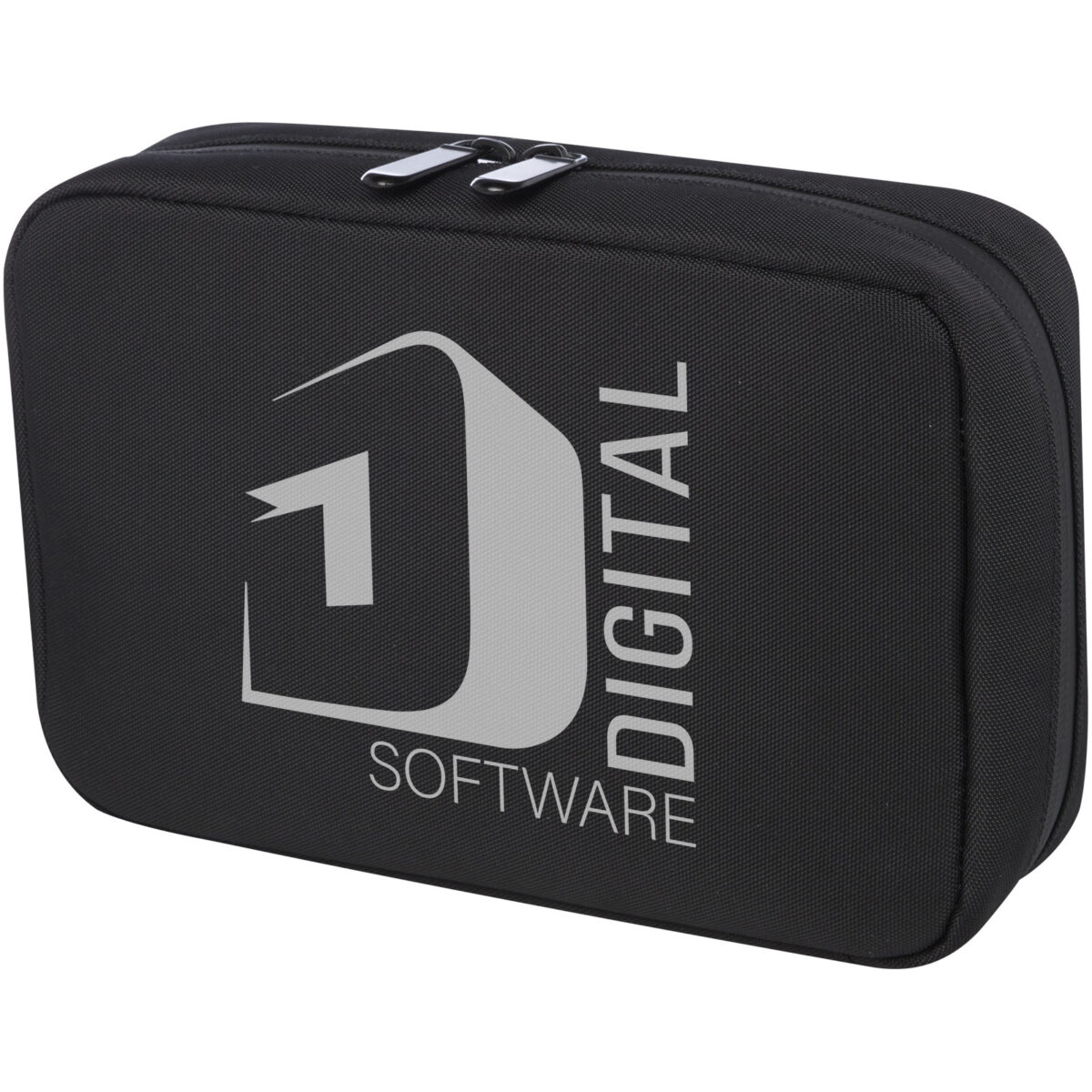 Rise GRS recycled organiser pouch – Solid black with logo