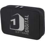 Rise GRS recycled organiser pouch – Solid black with logo