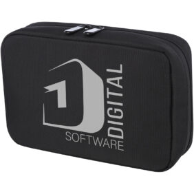 Rise GRS recycled organiser pouch – Solid black with logo