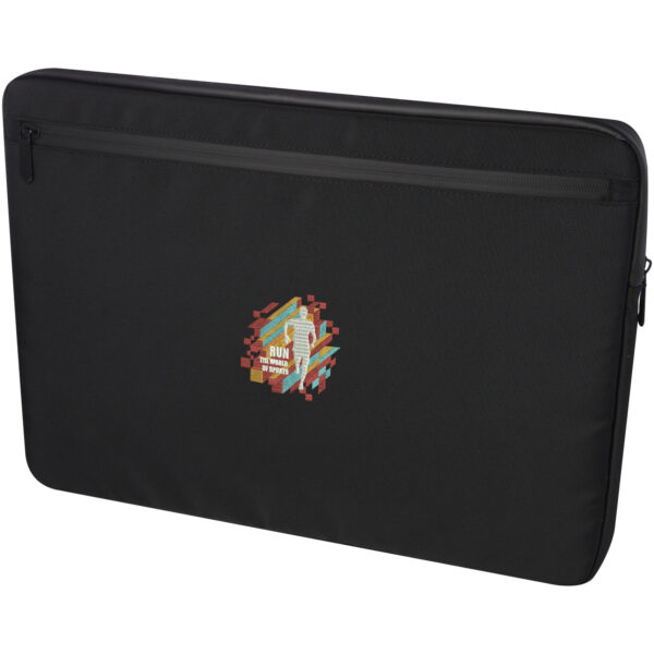 Rise 15.6" GRS recycled laptop sleeve – Solid black with logo