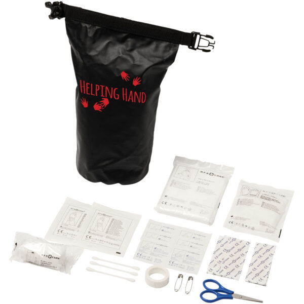 Alexander 30-piece first aid waterproof bag – Solid black with logo
