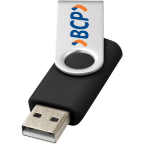 Rotate-basic 2GB USB flash drive – Solid black with logo