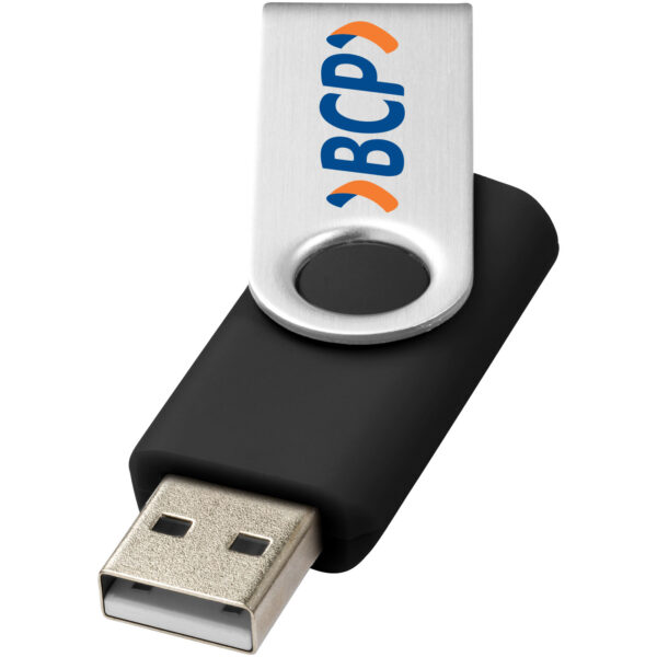 Rotate-basic 2GB USB flash drive – Solid black with logo