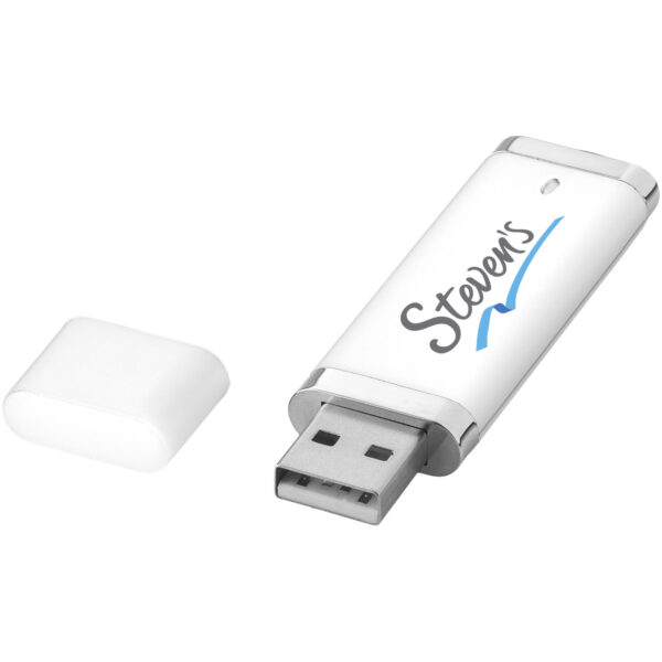 Flat 4GB USB flash drive – White with logo
