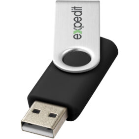 Rotate-basic 16GB USB flash drive – Solid black with logo