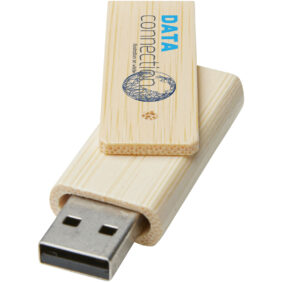 Rotate 4GB bamboo USB flash drive – Beige with logo