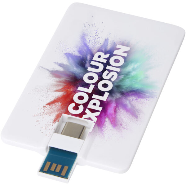 Duo slim 64GB USB drive with Type-C and USB-A 3.0 – White with logo