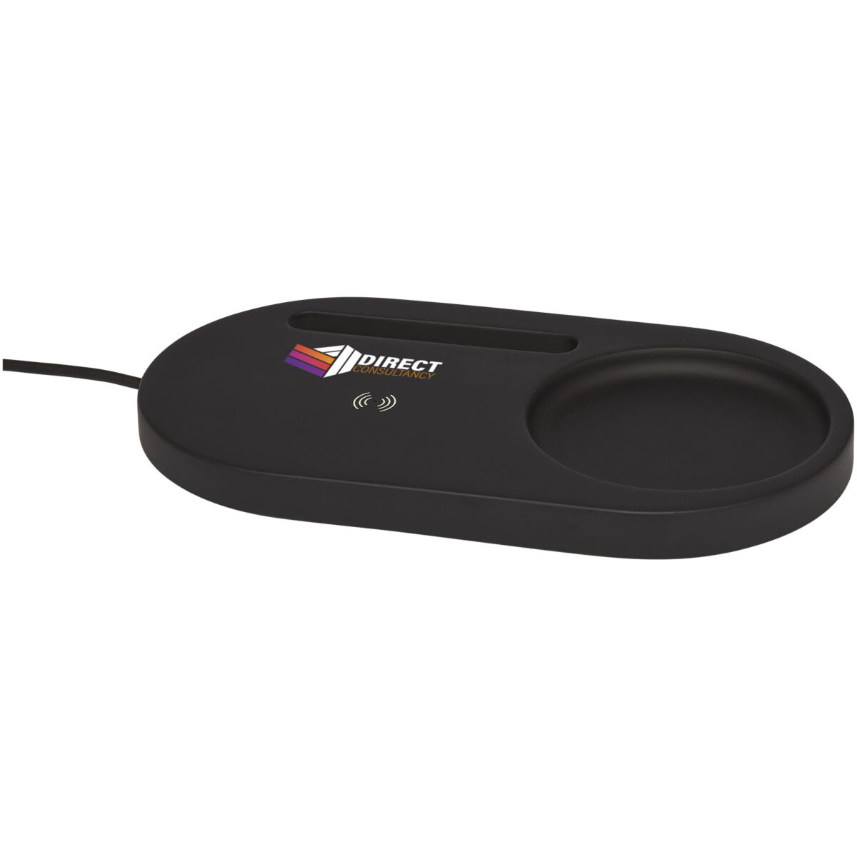 Klip 5W wireless charging desk organizer – Solid black with logo