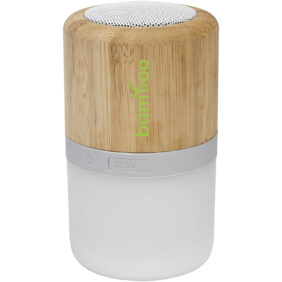 Aurea bamboo Bluetooth® speaker with light – Natural with logo