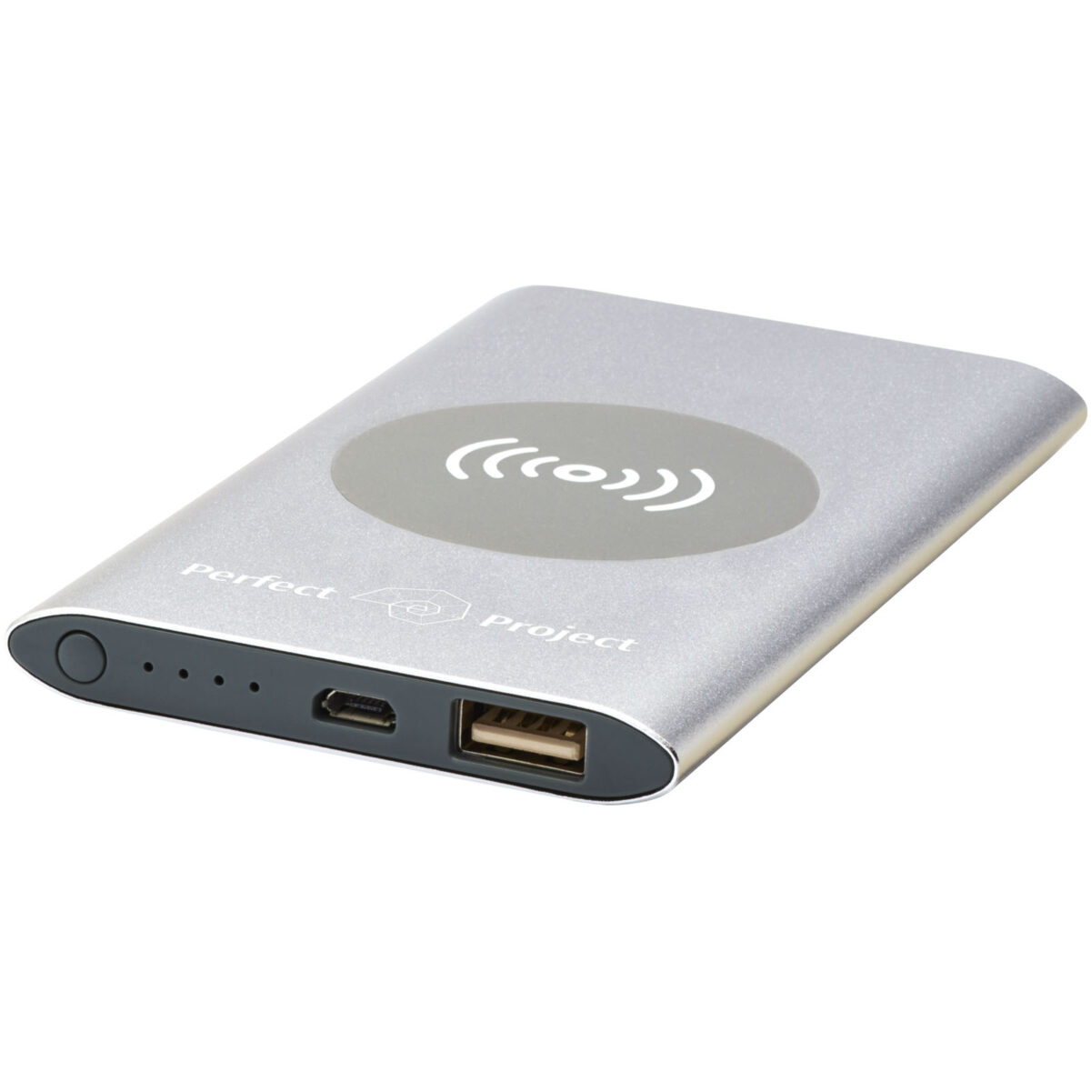 Juice 4000mAh wireless power bank – Silver with logo