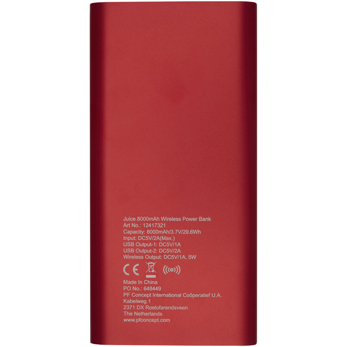 Juice 8000mAh wireless power bank – Red back view