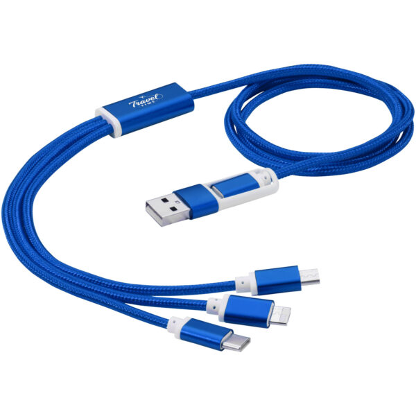 Versatile 5-in-1 charging cable – Royal blue with logo
