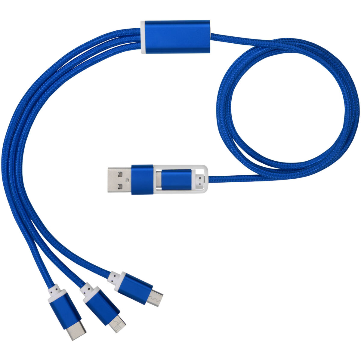 Versatile 5-in-1 charging cable – Royal blue front view