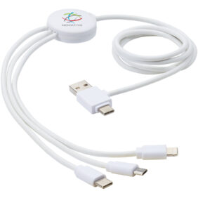 Pure 5-in-1 charging cable with antibacterial additive – White with logo
