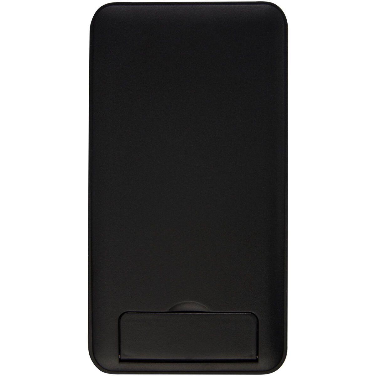 Loop 10W recycled plastic wireless charging pad with phone stand – Solid black front view