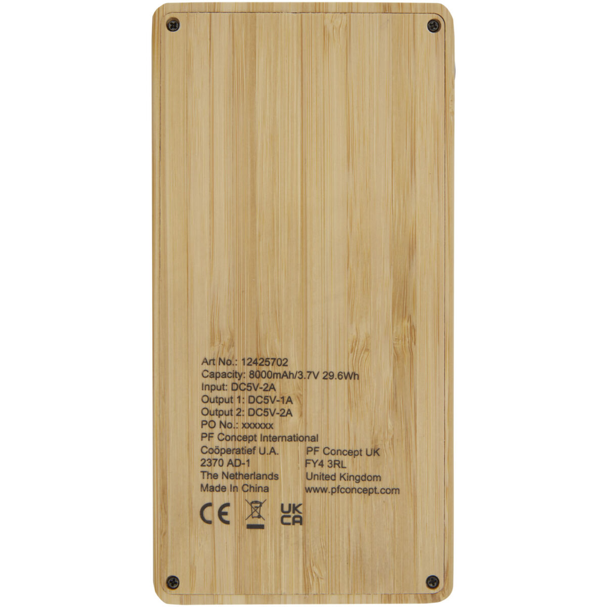 Alata 8000 mAh bamboo solar power bank – Beige back view