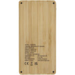 Alata 8000 mAh bamboo solar power bank – Beige back view