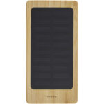Alata 8000 mAh bamboo solar power bank – Beige front view