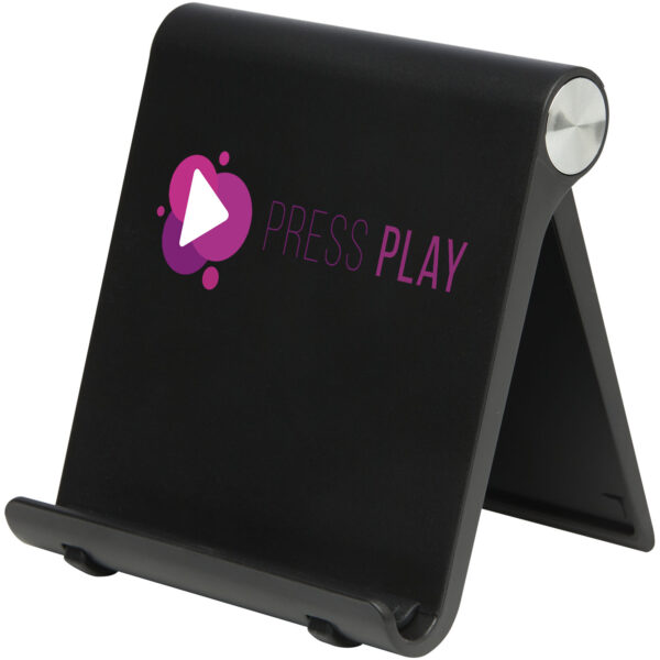 Resty phone and tablet stand – Solid black with logo