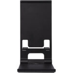 Rise slim aluminium phone stand – Solid black back view