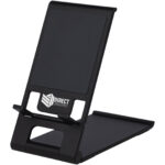 Rise slim aluminium phone stand – Solid black with logo