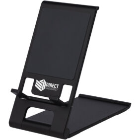 Rise slim aluminium phone stand – Solid black with logo