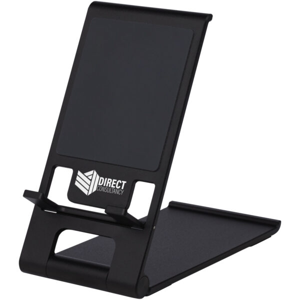 Rise slim aluminium phone stand – Solid black with logo