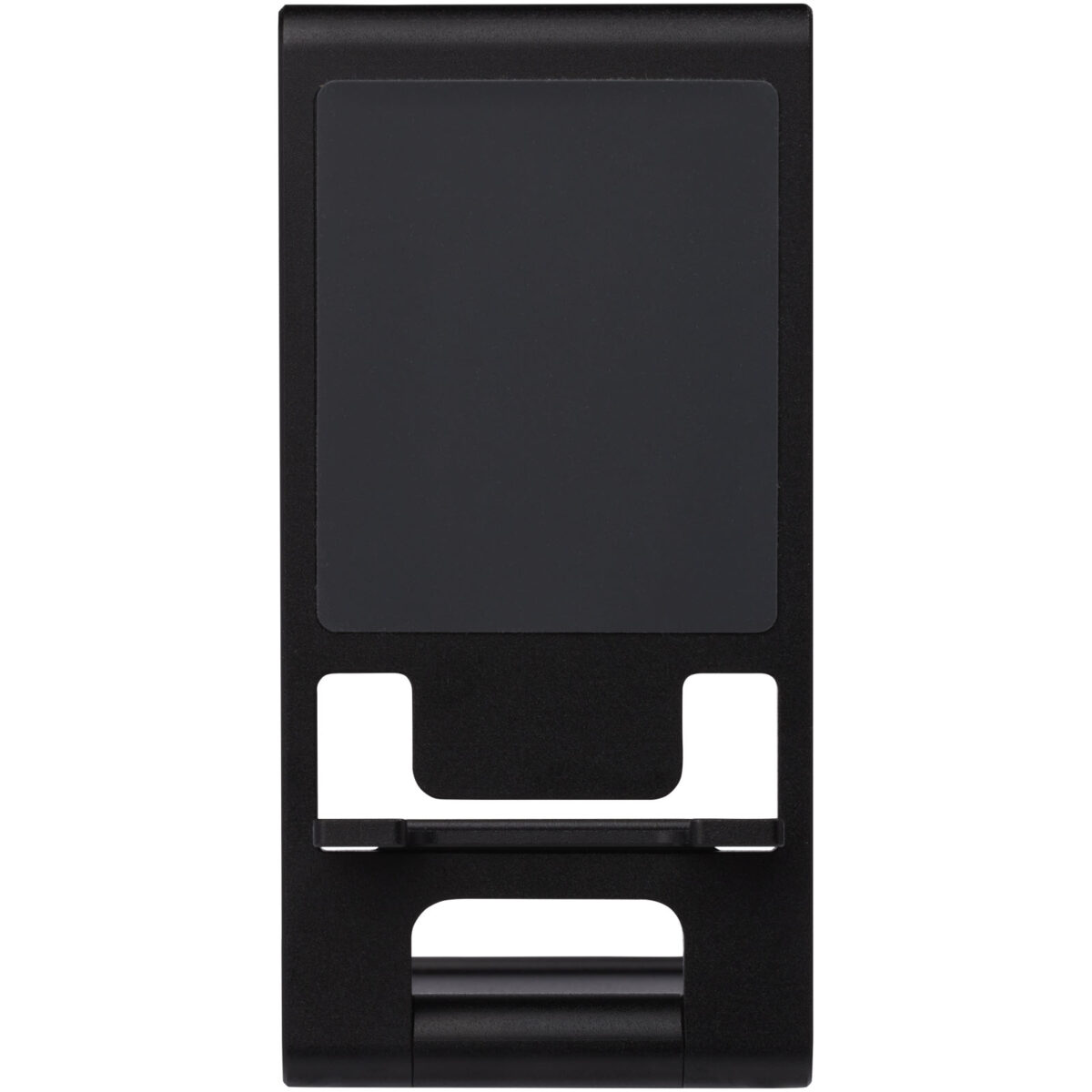 Rise slim aluminium phone stand – Solid black front view