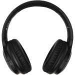 Loop recycled plastic Bluetooth® headphones – Solid black front view