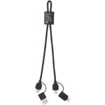 Connect 6-in-1 RCS recycled aluminium 45W quick charge & data transfer cable – Solid black back view