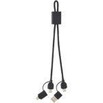 Connect 6-in-1 RCS recycled aluminium 45W quick charge & data transfer cable – Solid black front view