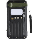 Soldy 10.000 mAh RCS recycled plastic solar dynamo power bank – Army green back view