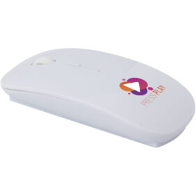 Menlo RCS recycled plastic wireless mouse – White with logo