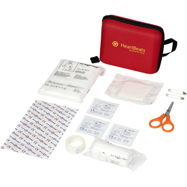 Healer 16-piece first aid kit – Red with logo