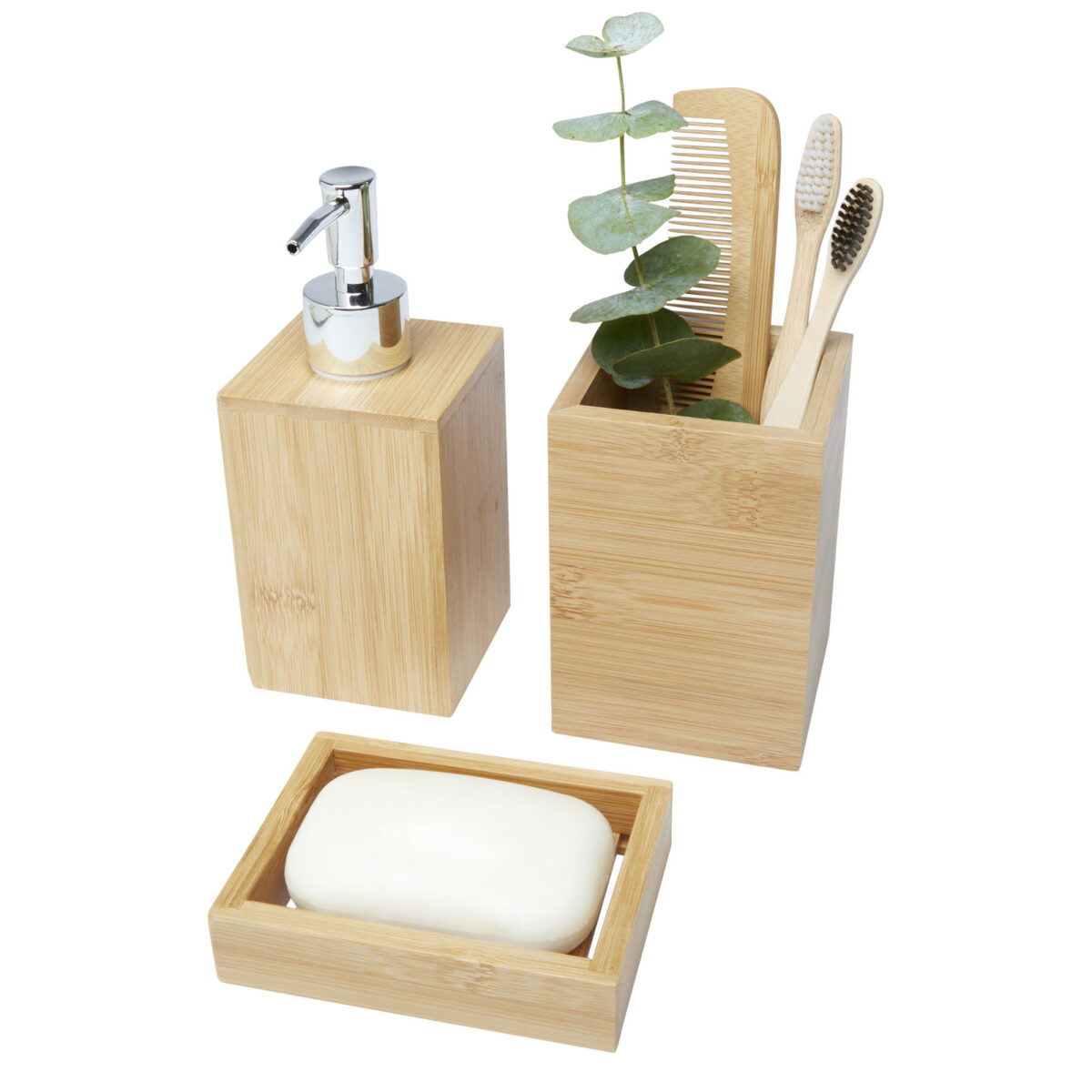 Hedon 3-piece bamboo bathroom set – Natural extra view