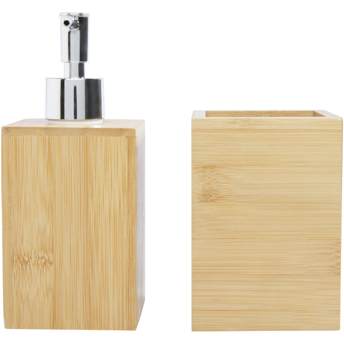 Hedon 3-piece bamboo bathroom set – Natural front view