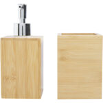 Hedon 3-piece bamboo bathroom set – Natural front view
