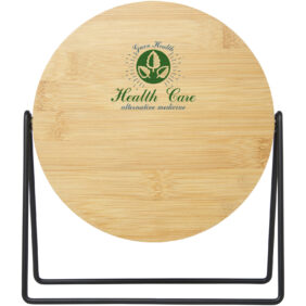Hyrra bamboo standing mirror – Natural with logo