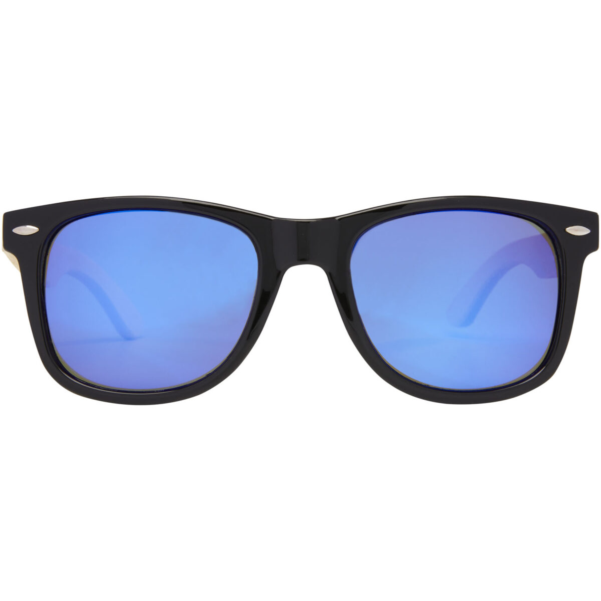 Taiyō rPET/bamboo mirrored polarized sunglasses in gift box – Wood front view