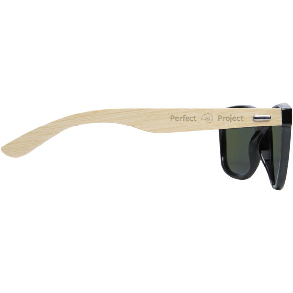 Taiyō rPET/bamboo mirrored polarized sunglasses in gift box – Wood with logo