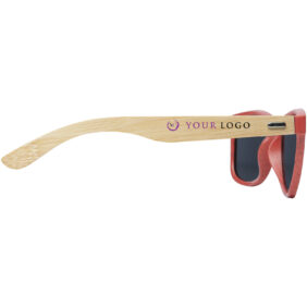 Sun Ray bamboo sunglasses – Red with logo