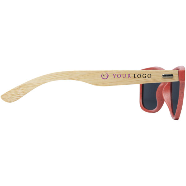 Sun Ray bamboo sunglasses – Red with logo