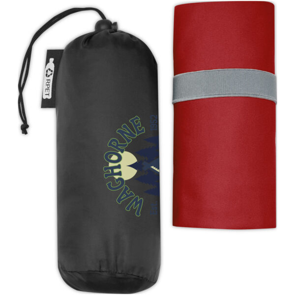 Pieter recycled PET ultra lightweight and quick dry towel 130 x 80 cm – Red with logo