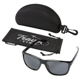 Eiger polarized sunglasses in recycled PET casing – Solid black with logo