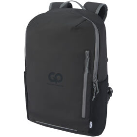 Aqua 15" GRS recycled water resistant laptop backpack 21L – Solid black with logo