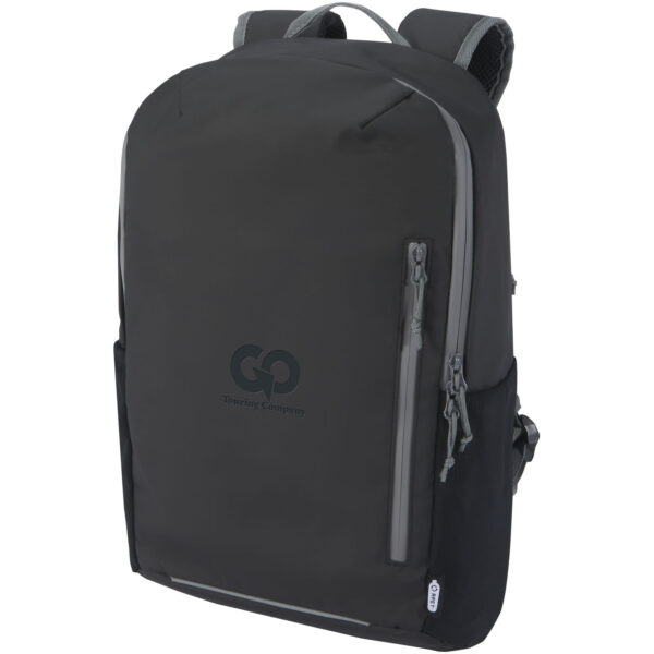 Aqua 15" GRS recycled water resistant laptop backpack 21L – Solid black with logo