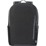 Aqua 15" GRS recycled water resistant laptop backpack 21L – Solid black front view