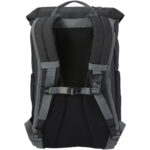 Aqua 15.6" GRS recycled water resistant laptop backpack 23L – Solid black back view