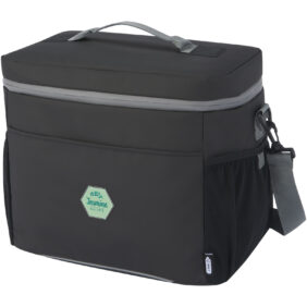 Aqua 20-can GRS recycled water resistant cooler bag 22L – Solid black with logo